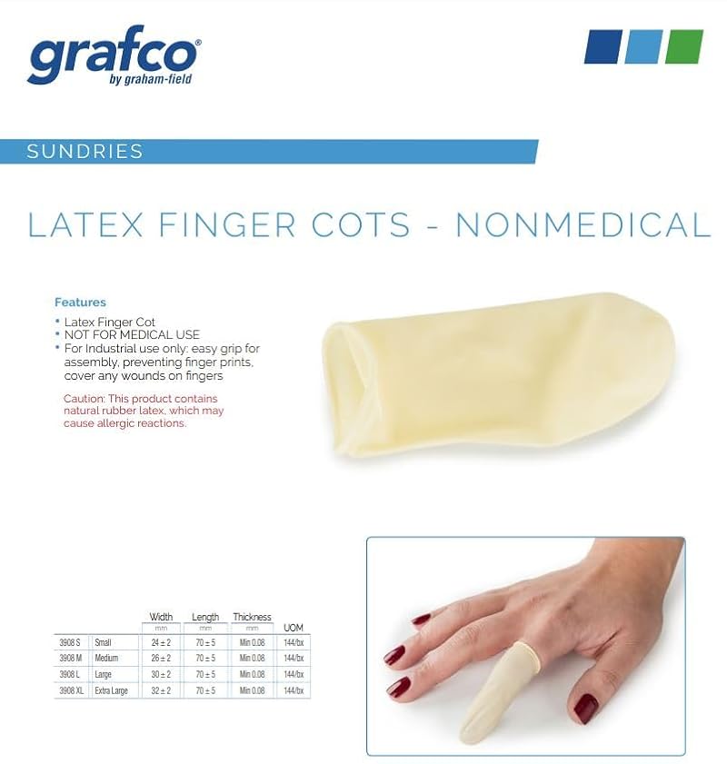 Latex Finger Cots - Extra-Large, 144 Count, Protective Gear