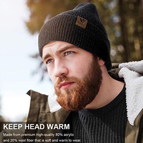 Beanie Hat for Men and Women - Slouchy Knit Winter Cap - Black