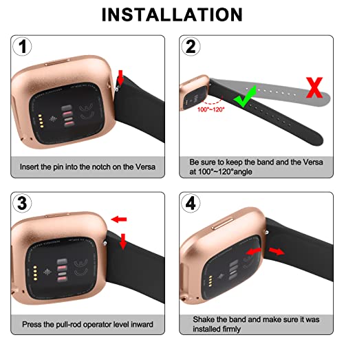 Waterproof Silicone Bands for Fitbit Versa 2 - Black/Black