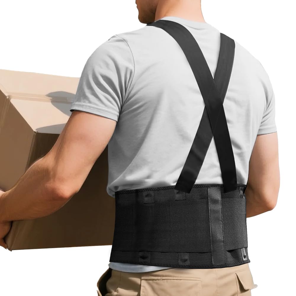 FITTOO Working Lumbar Lower Back Brace Support Belt with Adjustable Straps - Back Pain Relief, Injury Recovery, Heavy Lifting Support, Back Brace with Suspenders