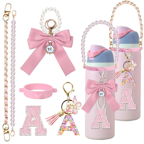 Personalized Water Bottle Accessories Set with Handle Straps & Charms