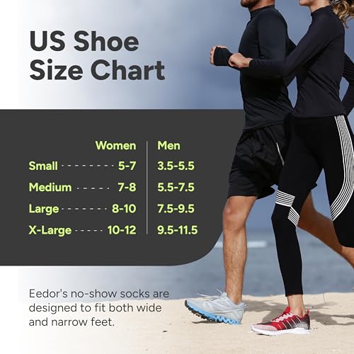 No Show Socks - Athletic Non-Slip Cotton Blend, Large Two Tone - 4 Pairs