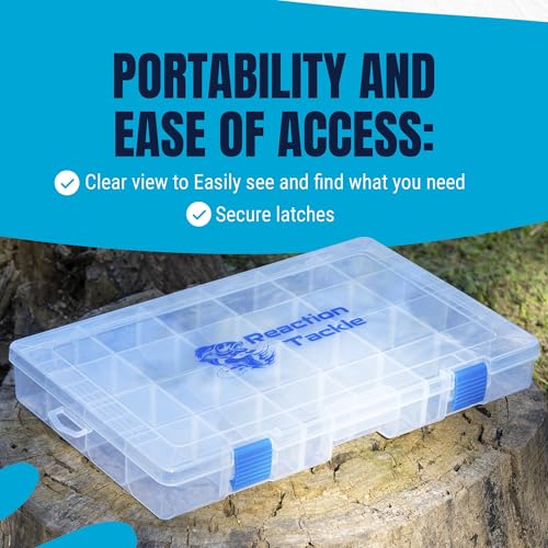 Reaction Tackle Basic Tackle Trays 3700 Size 2-Pack Clear Plastic Organizer with Removable Dividers