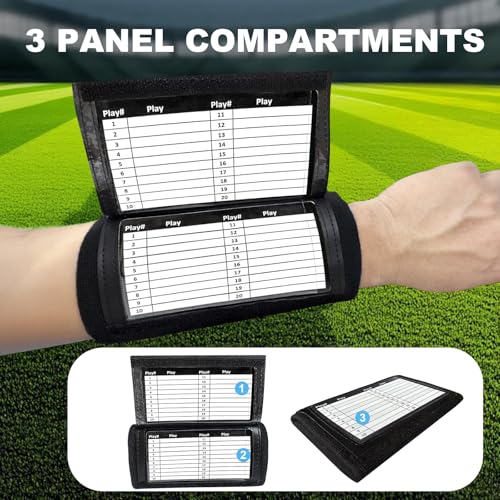 Football Play Wristbands for Youth - Triple Window, Black 12 Pack
