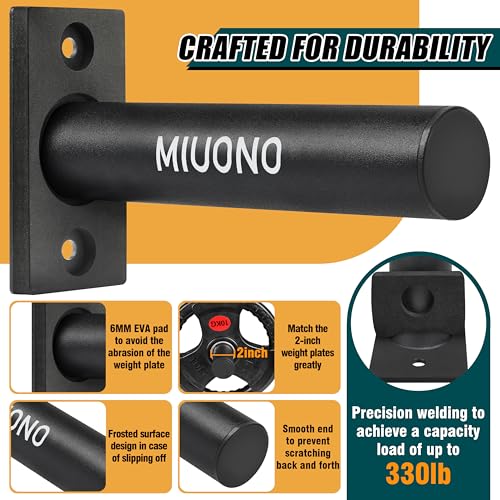 Wall Mounted Weight Plate Holder - 4 Pack for 2-Inch Plates