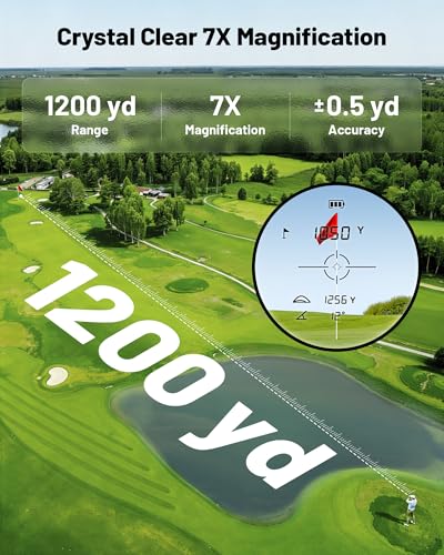 Golf Range Finder - 1200 Yards, 7X Magnification, USB-C Rechargeable