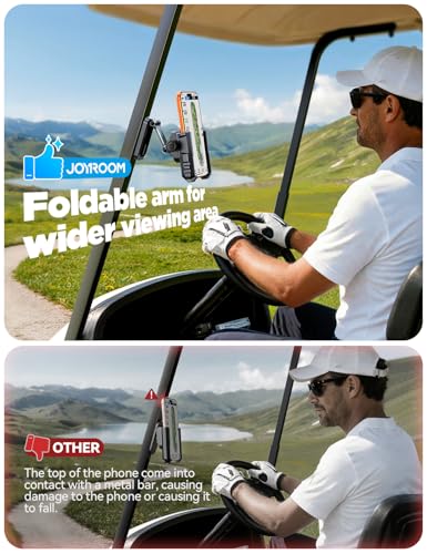 Golf Cart Phone Holder - Magnetic & Rotating - Black