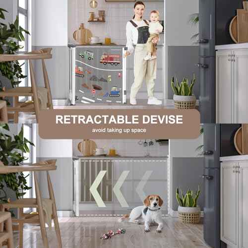 Retractable Baby & Dog Gate | 34" Tall | Extends to 55" Wide | Safety Mesh Gate for Stairs, Indoor/Outdoor, Doorways & Hallways