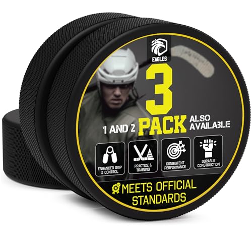 Ice Hockey Pucks - High Grade 3 Pack for Training & Practice