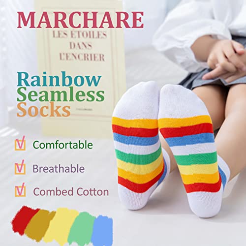 Marchare Kids Rainbow Seamless Socks 6-8 Years School Crew Pack - Lowcut
