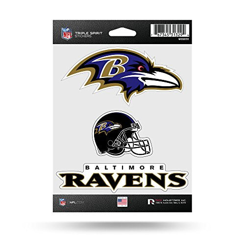 Baltimore Ravens Triple Spirit Sticker Sheet - 3 Die-Cut Designs