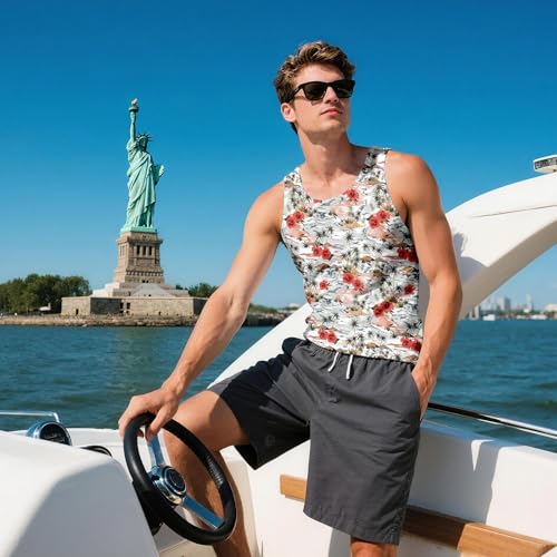 Patriotic Summer Tank Top for Men - Sleeveless Beach Shirt - X-Large