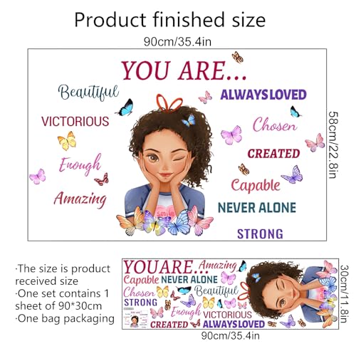 Black Girl Inspirational Wall Stickers, sacinora Motivational Lettering Quotes Butterfly Wall Decals Removable Vinyl Peel and Stick for Afro Woman Kids Baby Nursery Bedroom Toddler Room Art Decoration