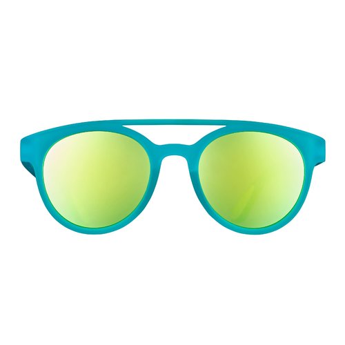 goodr Dr. Ray, Sting Polarized Sunglasses, Medium Sized (PHG), Blue Solid Frames with Aqua Blue Mirrored Reflective Lenses, UV400 Protection, No Slip, No Bounce