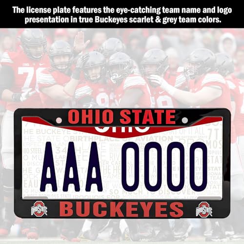Ohio State Buckeyes License Plate Frame - Black, 12.25" x 6.25"