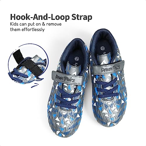 Dream Pairs Unisex Kids Soccer Cleats - 3 Little Kid Dark Grey/Royal Blue