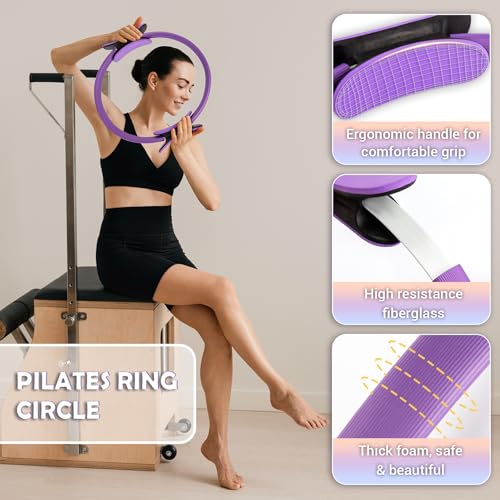 Pilates Ring Set with Resistance Bands and Ball - 12" Home Workout Kit