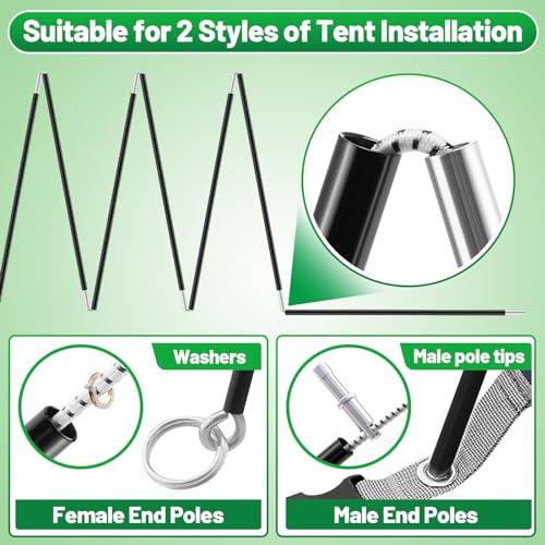 14.5FT Aluminum Tent Poles Replacement for 1-2 Person Camping Tents - Acostop