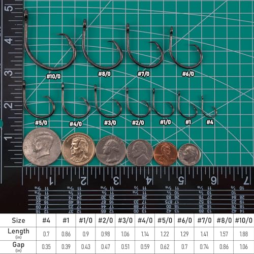 30 Pack Circle Hooks - 3X Strong In-Line Fishing Hooks #4 for Saltwater & Freshwater