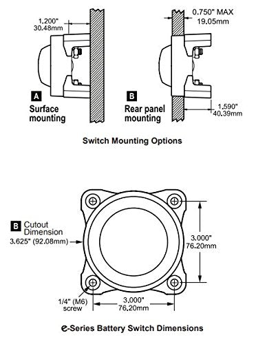 Blue Sea Systems 9003E Battery Switch - Compact On/Off Design, 32V DC, 325A, Red
