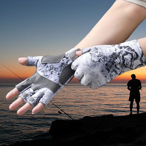 UPF50+ Sun Protection Fishing Gloves - Large / Grey