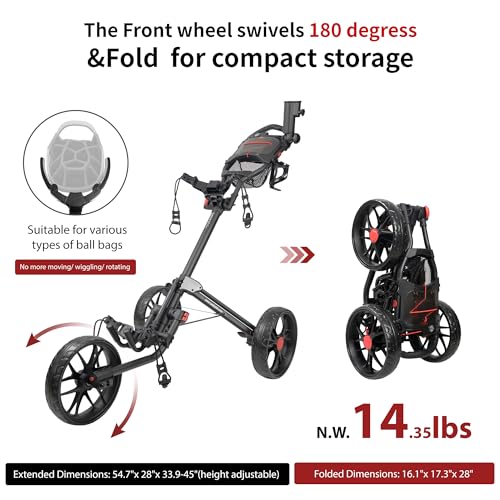 Lightweight Golf Push Cart - Foldable Aluminum - Silver