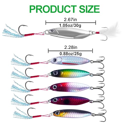 6Pcs Saltwater Fishing Lures with Box, Ocean Salt Water Spoon