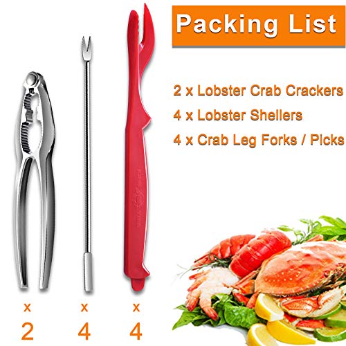 10PCS Seafood Tool Set - Crab & Lobster Crackers, Forks & Knives