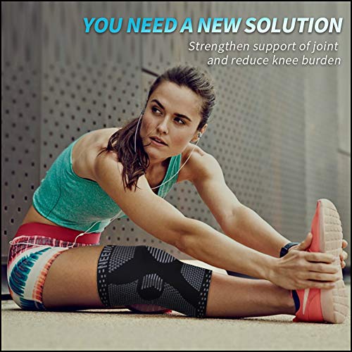 NEENCA Professional Knee Brace Support for Men & Women, Black, Large, Pack of 2