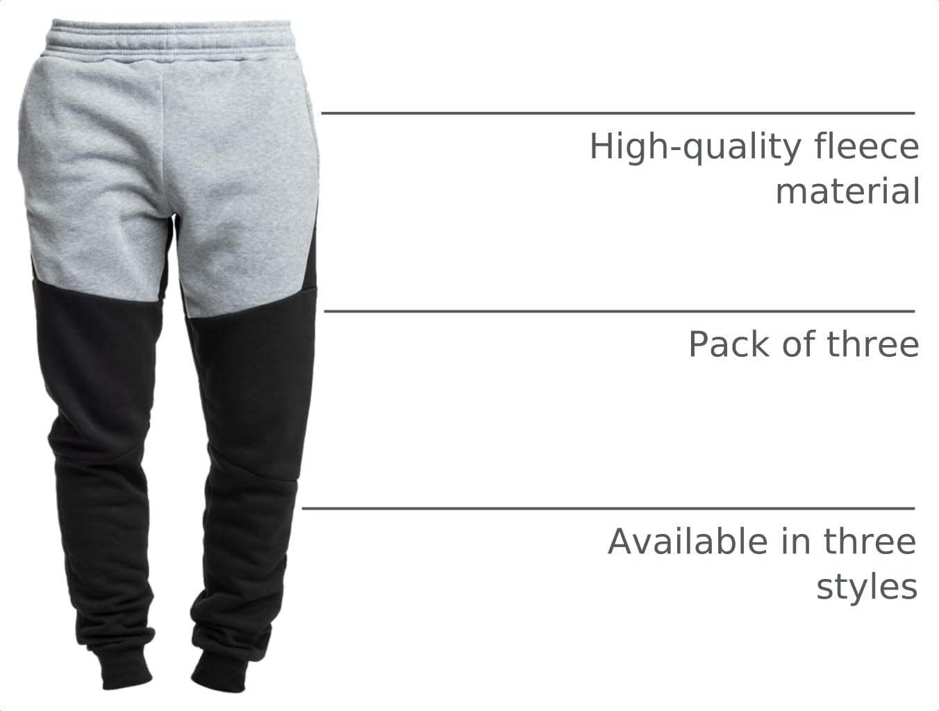 Ultra Performance 3 Pack Fleece Active Tech Joggers for Men, Mens Sweatpants with Zipper Pockets