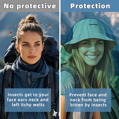 Oversized Mosquito Head Net - Blue, 42 x 25 Inches for Outdoor Use