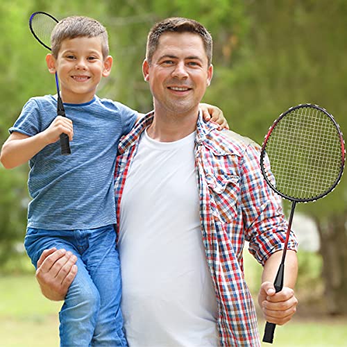 Badminton Racket Set for Adults & Kids - 4 Rackets, 6 Shuttlecocks, Carry Bag - Black, Red, Blue