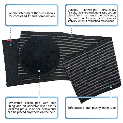 ORTONYX Umbilical Hernia Belt for Men & Women, Abdominal Support, L/XXL (33-52") Black