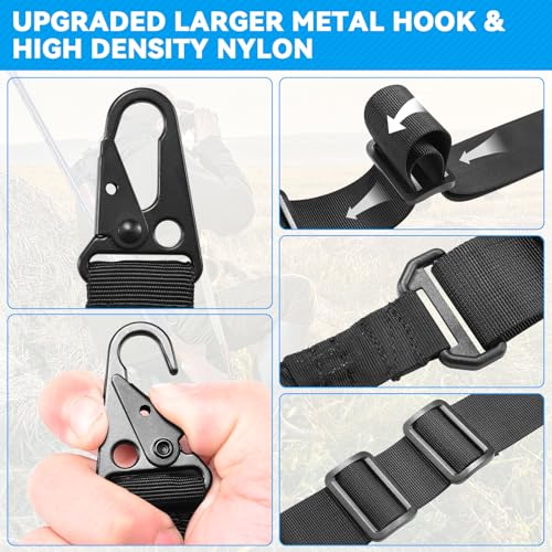 REERON Two-Point Sling Set with 360° Swivel Mount & Adjustable Shoulder Pad – Black