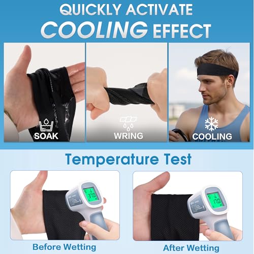 Sukeen Black 4-Pack Cooling Headbands for Men - Moisture-Wicking & Non-Slip Sports Headbands