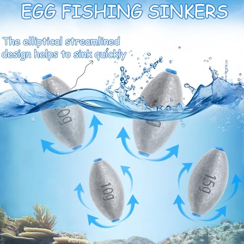 Bullet Egg Sinkers Fishing Weights - 1/4oz, 20pcs