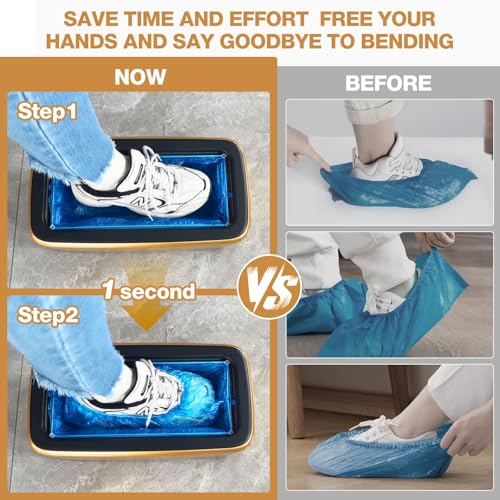 Shoe Cover Dispenser Automatic Shoe Cover Machine with 200pcs Shoe Covers Disposable Portable Automatic Shoe Cover Dispenser Shoe Booties Disposable Non Slip for Home Office Factory