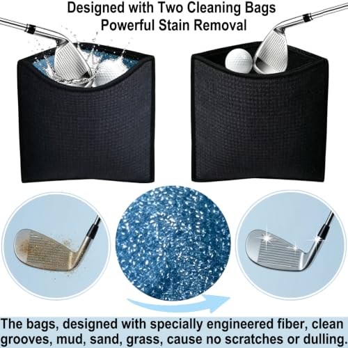 Golf Towel with Club Cleaning Bags & Ball Cleaner Pouch - 24x16"