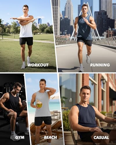 Men's Quick-Dry Black Tank Top - X-Large Sleeveless Workout Shirt