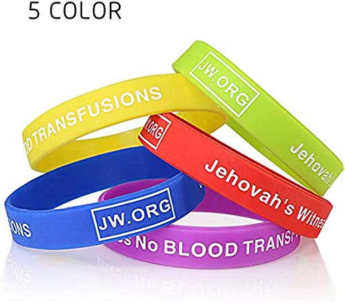 No Blood Medical Alert Silicone Wristbands - 5 Pack, Rainbow Colors