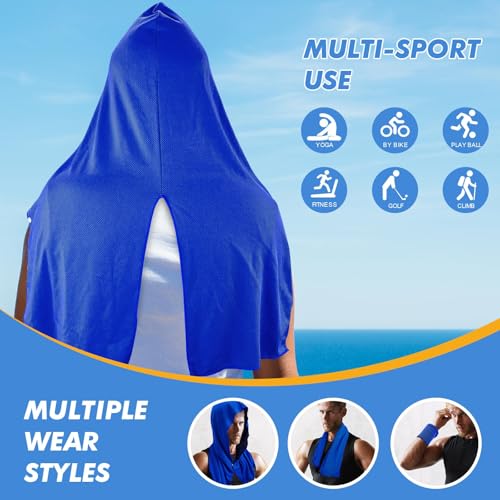 Cooling Hoodie Towel - Instant Cooling, UPF 50 Sun Protection, Royal Blue