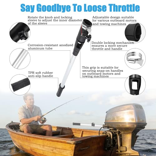 Trolling Motor Extension Handle - 17.5 Inch Fixed Length, Marine-Grade Aluminum, Non-Slip Grip