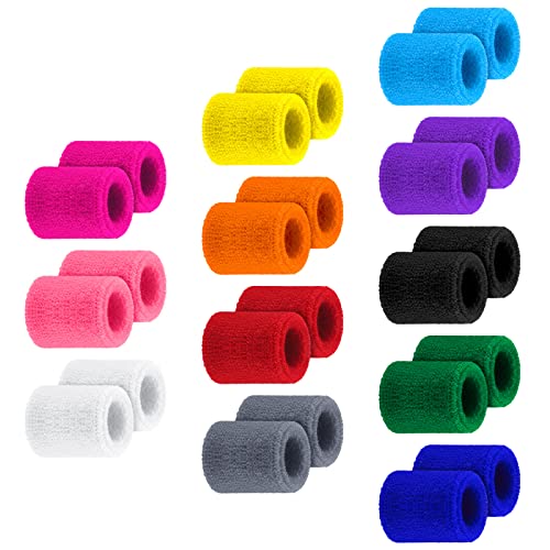Kids Sweat Wristbands - 12 Colorful Pairs for Sports & Activities