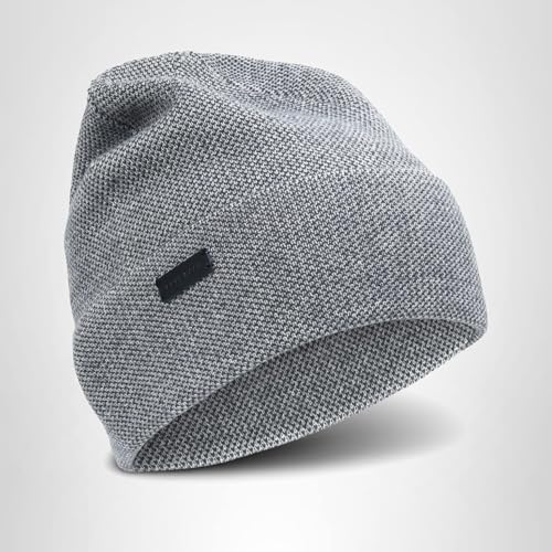 Cole Haan Men's Birdseye Knit Beanie Hat - Soft Warm Winter Cap with Ribbed Edge and Classic Fit for Cold Weather Style Outdoor Wear Travel and Daily Use, Soft Grey, One Size