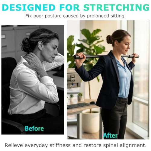 5ft Adjustable Yoga Stick - Non-Slip Mobility Fitness Tool for Stretching & Muscle Recovery
