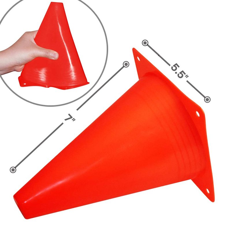 Novelty Place 7 Inch Multipurpose Training Cones (Set of 12), Soft & Durable Traffic Cone for Safety, Agility, Soccer, Football & Other Activities - Neon Red
