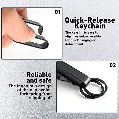 Stainless Steel Duty Belt Key Holder with 4 Keyrings