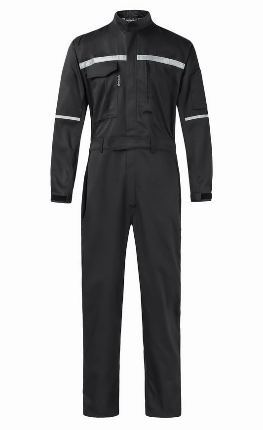 KTWOLEN Mens Workwear Coveralls Multi Pockets Work Suit Mechanic Overalls Jumpsuits Unisex Long Sleeve Garage Coverall, Black, XXL