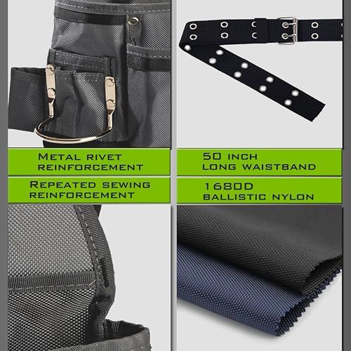 Small Tool Belt Pouches,Tool Belts for men,magnetic tool belt,11-Pockets,Electrician Construction,Carpentry.Heavy Duty nylon belt with metal buckle.1680D Oxford.