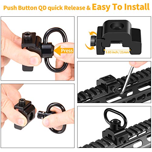 360° Rotation Picatinny Sling Swivel Mount with QD Button - Black
